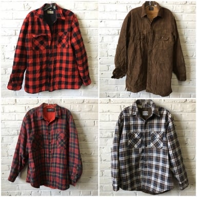 Solid color flannel mens (chamois) Shirt by the bundle: Bulk Vintage  Clothing
